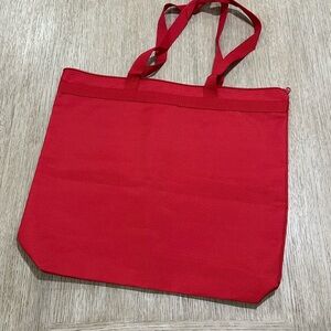 Ruffle Girl. Classic Red Canvas Tote Bag with Double Straps 17.5”Wx16” high(#60)
